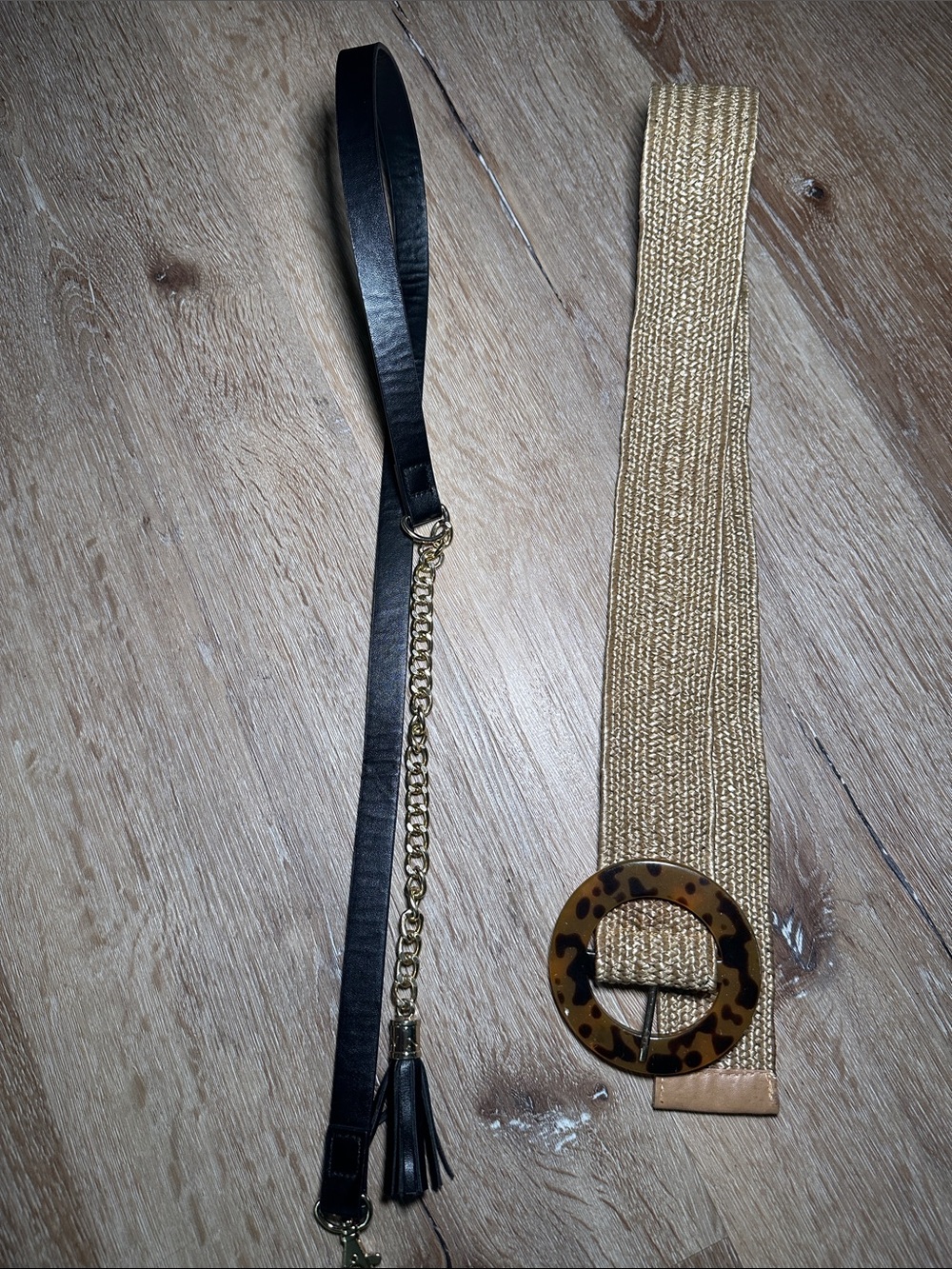 Gold Stretch Waist Belt with Tortoiseshell Buckle bundle